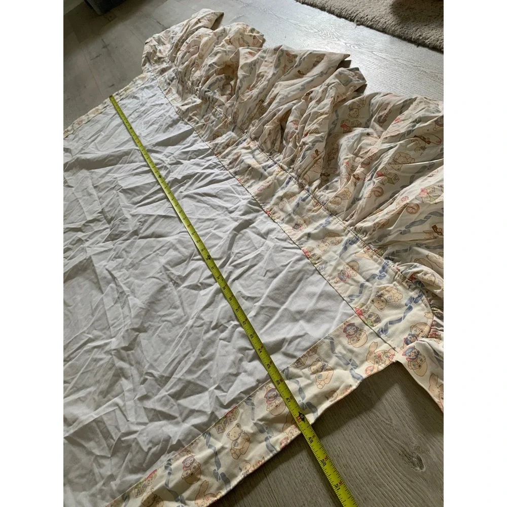 Vintage Teddy Bear Toy Box Quilted Baby Blanket and Ruffled Bed Skirt Set crib